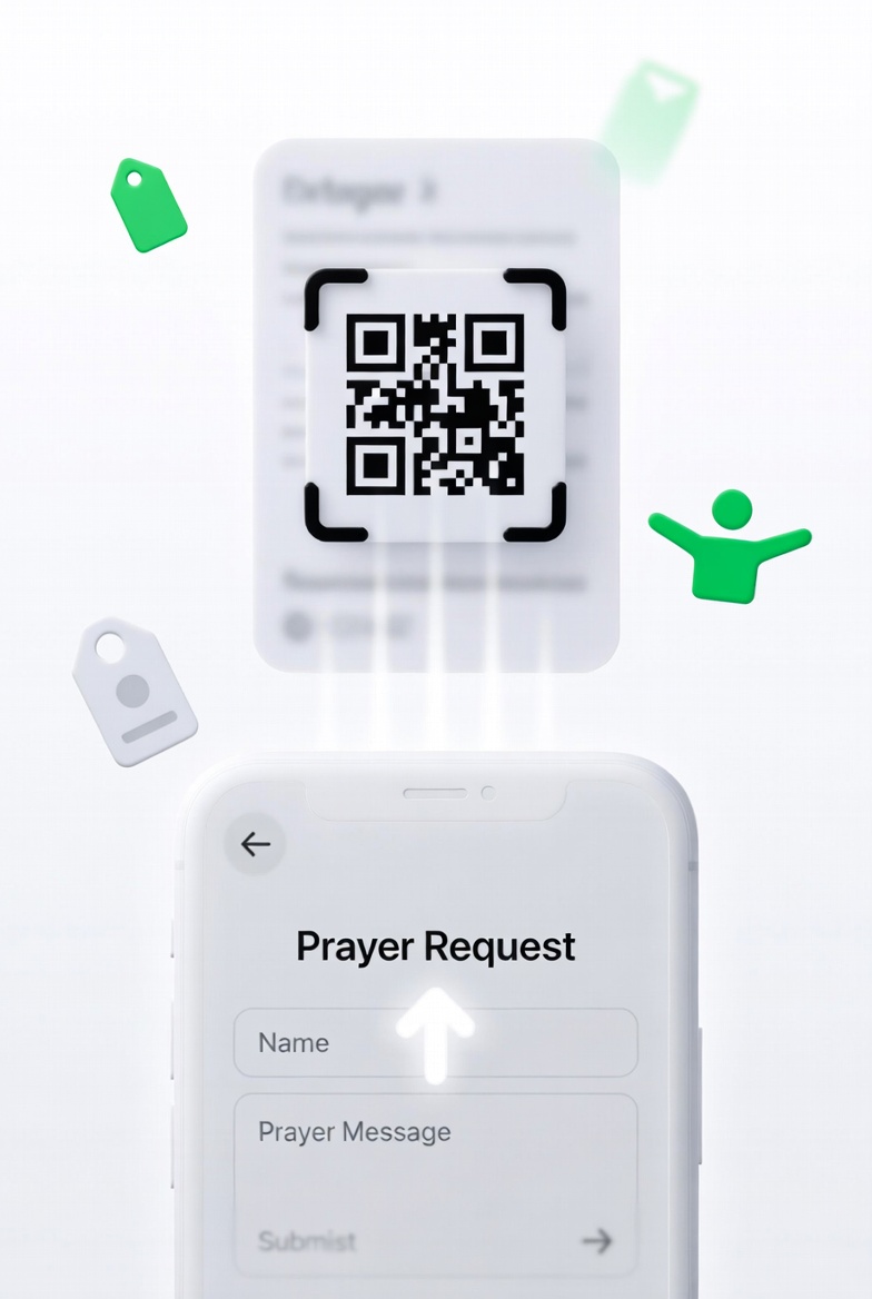 External links and QR codes for prayer requests